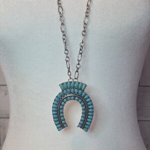 Plunder Turquoise and Silver Horseshoe Necklace